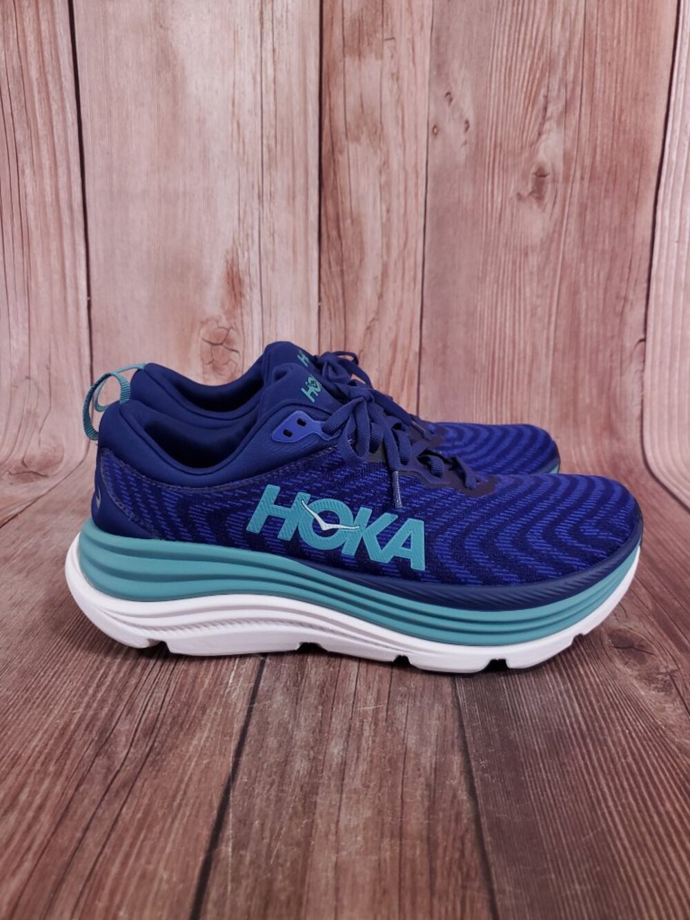 *READ* Hoka One One Gaviota 5 Womens 10 B Blue Running Shoes Sneakers 1134235 - Picture 4 of 15